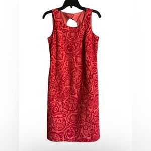 Ann Taylor- Red & Pink Floral Print Sleeveless Knee Length Dress